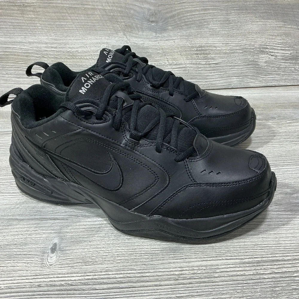 Nike Air Monarch IV Shoes Men's Size 11.5 4E Black Leather Cross Trainer Walking